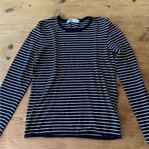 Zara Navy and White Striped Top